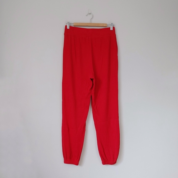 Eberjey Cozy Waffle Short Sleeve & Pant PJ Set Pyjamas Red Size Small - Picture 12 of 16